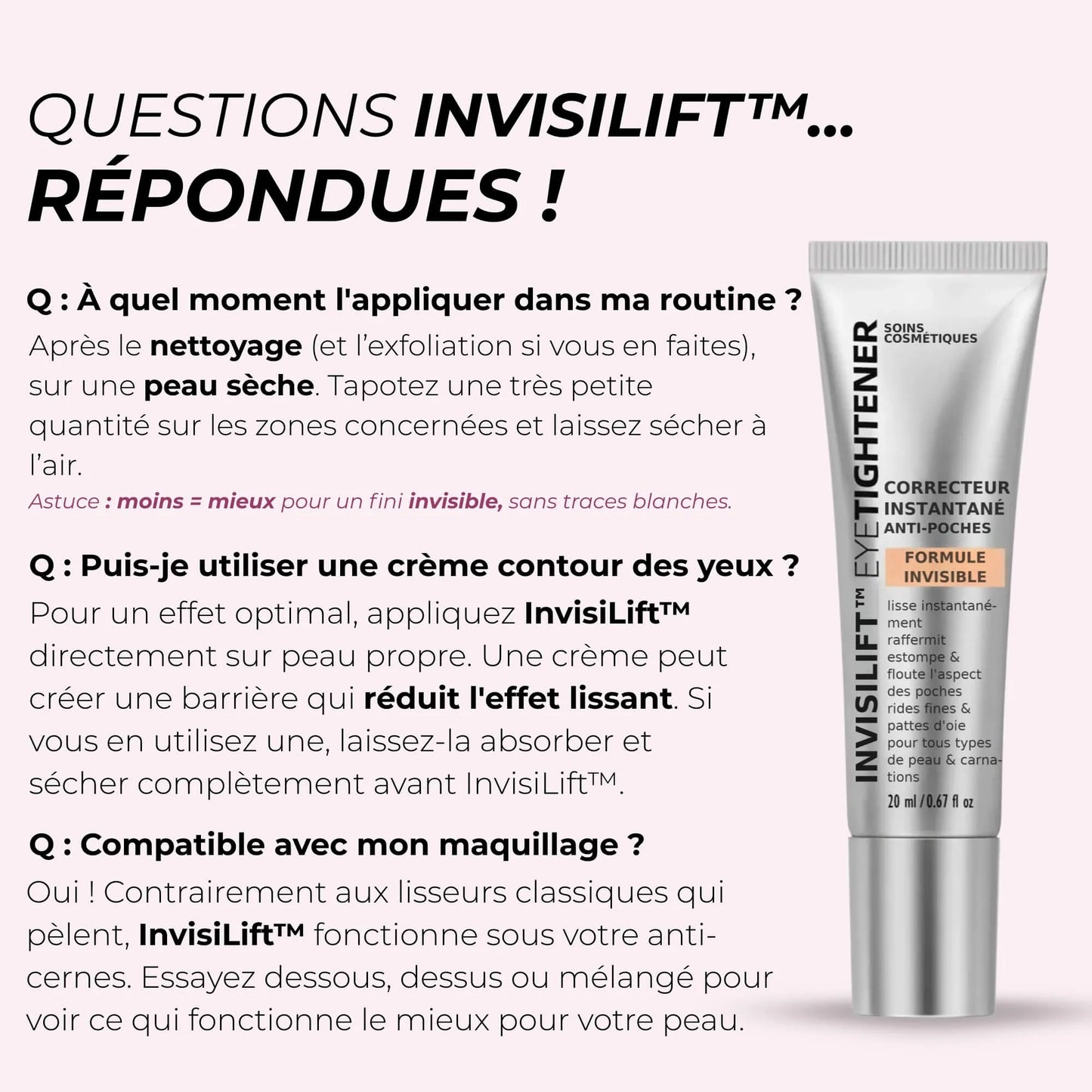 InvisiLift™ - Réduit les Poches & Ridules dès 3 minutes.